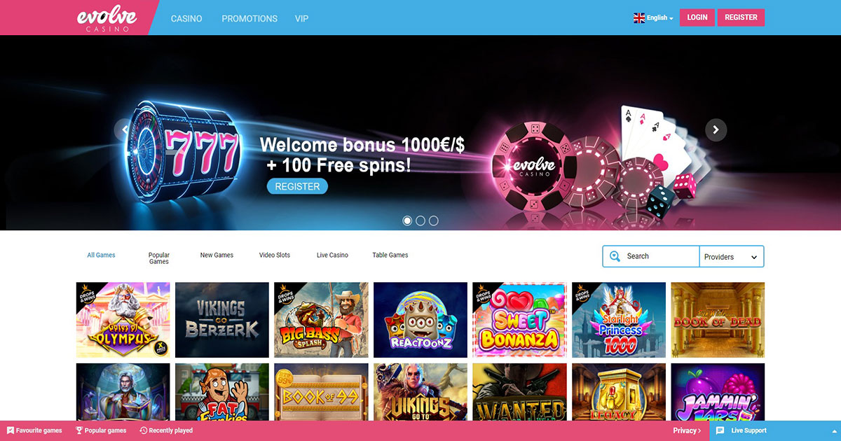 Evolve Casino, online casino, welcome bonus