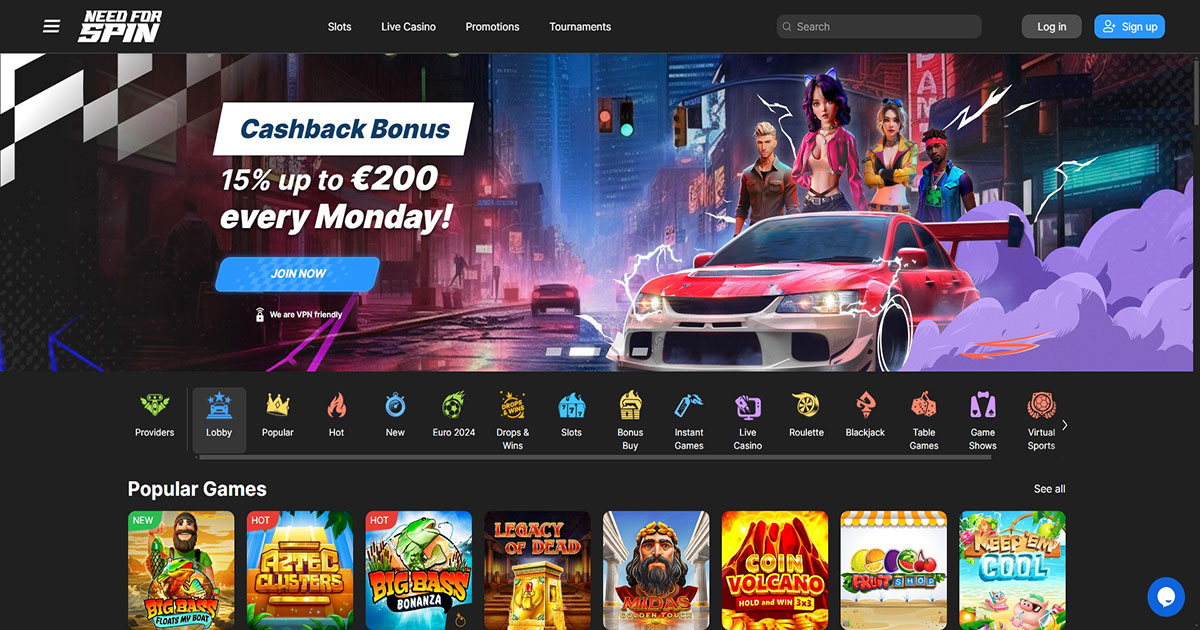 need for spin casino, needforspin casino, cashback bonus