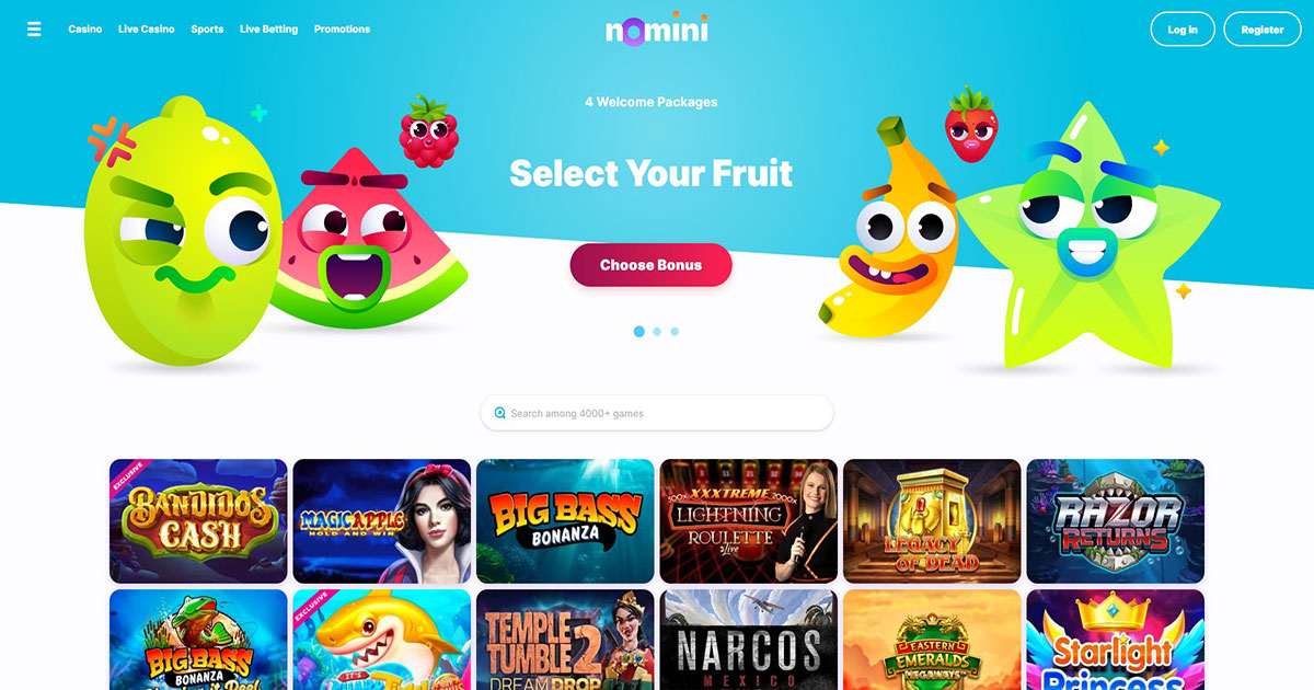 nomini casino, select your fruit