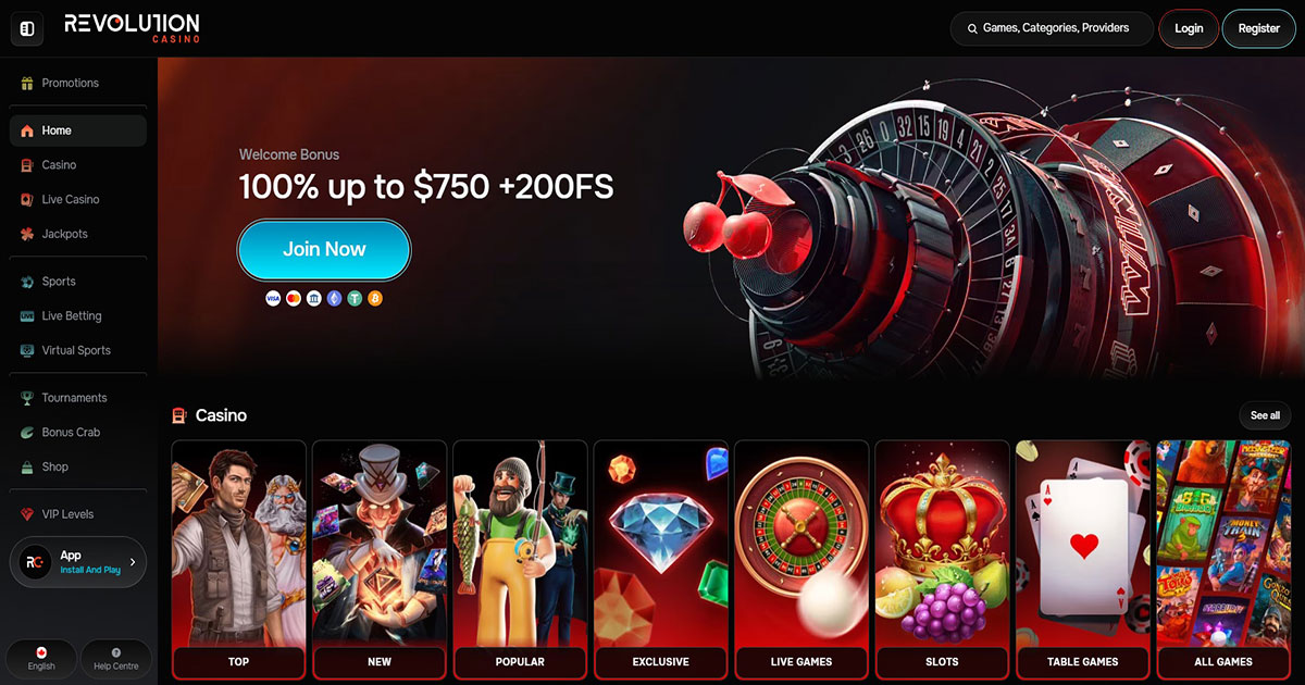 Revolution Casino, online casino, welcome bonus