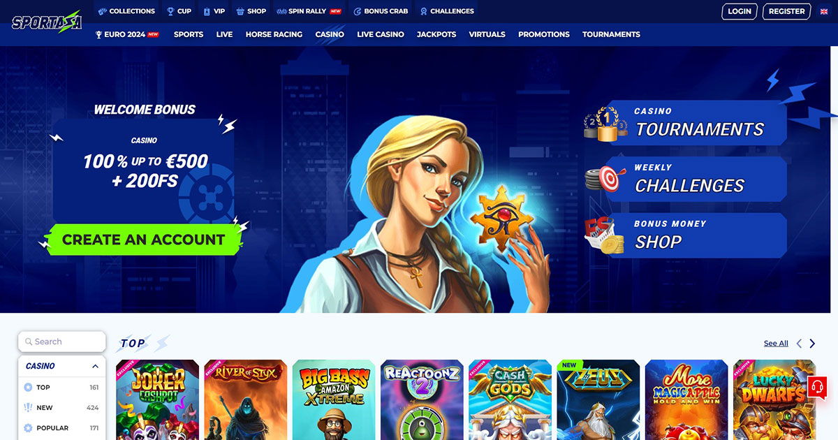 sportaza casino, welcome bonus, create account