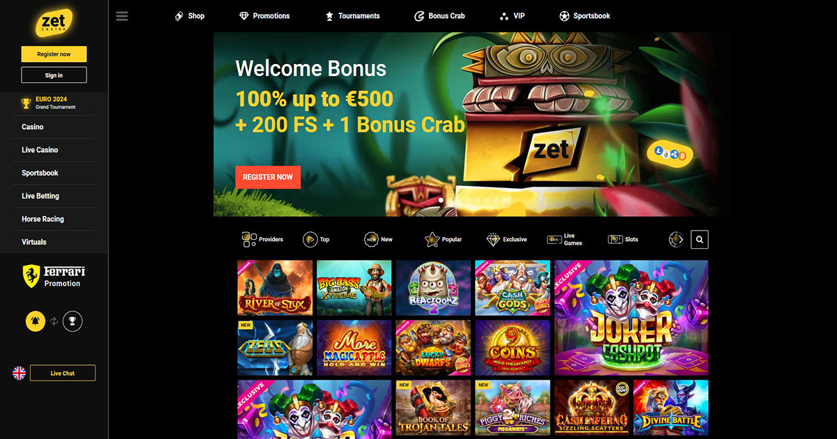 zet casino, register now, welcome bonus