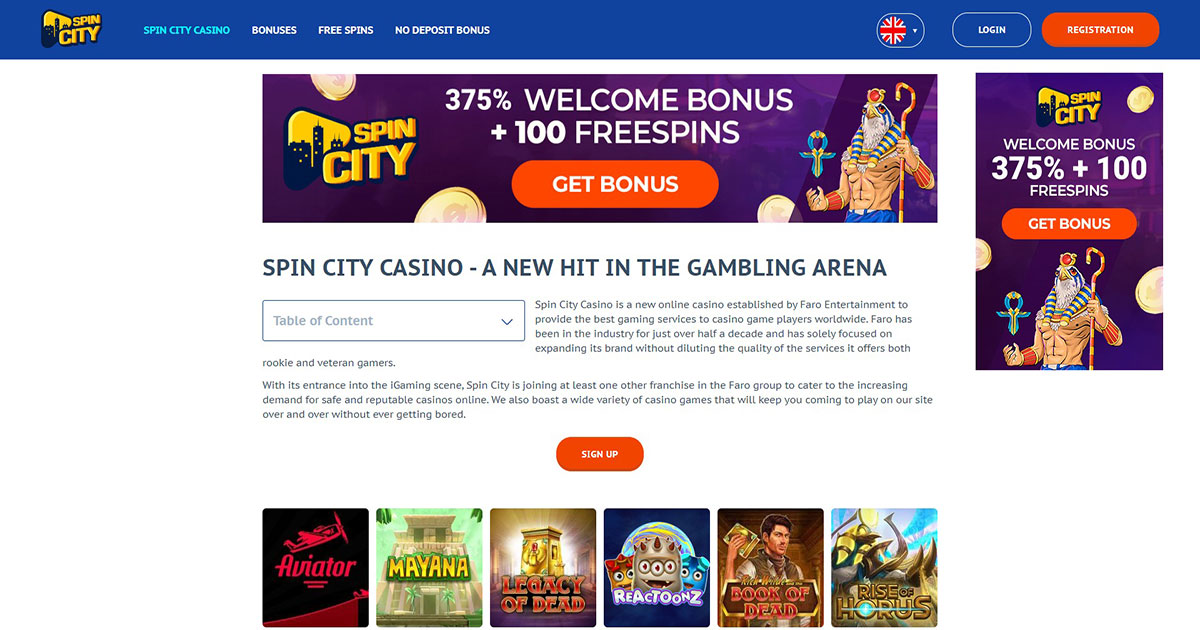 spincity casino, welcome bonus