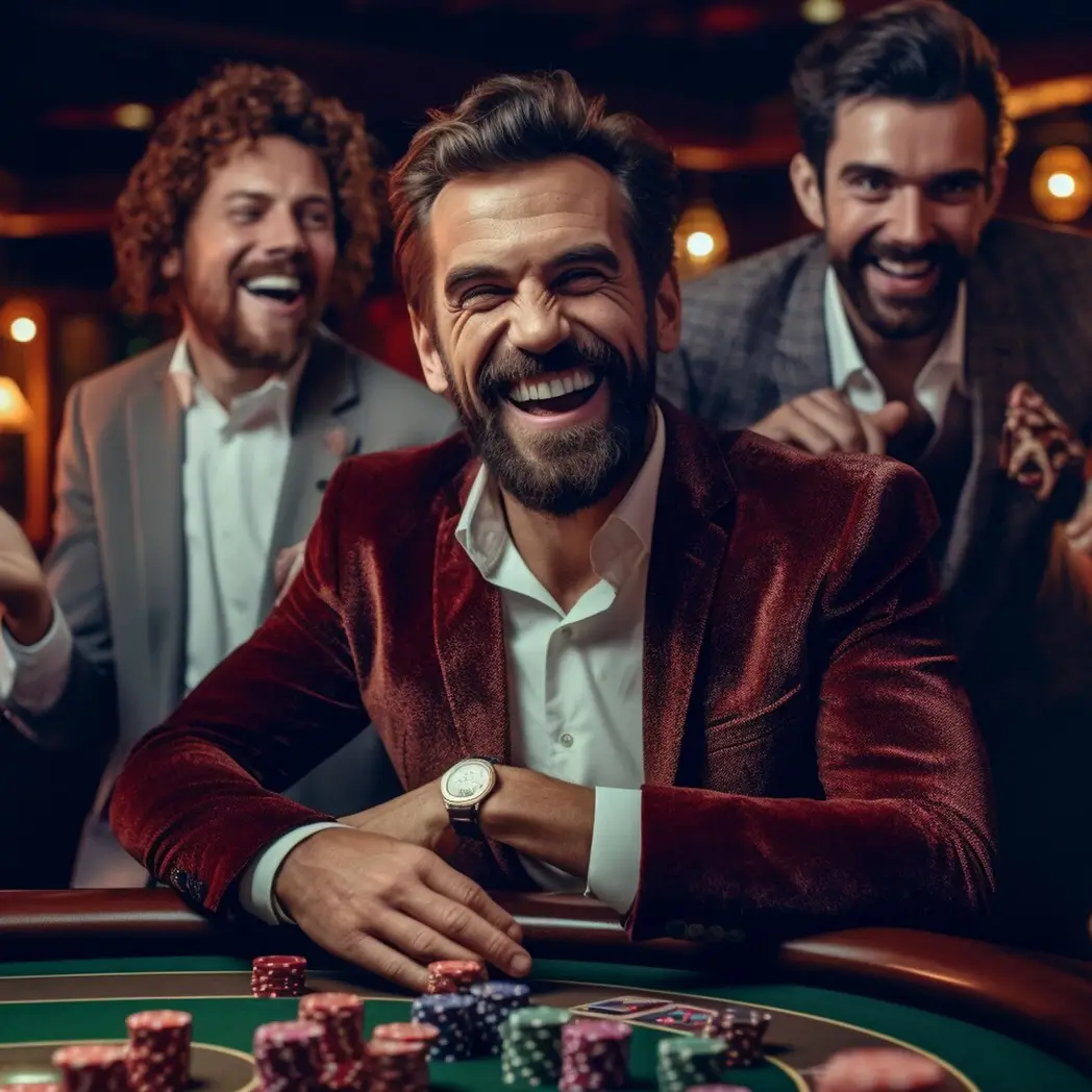 smiling men, casino, roulette